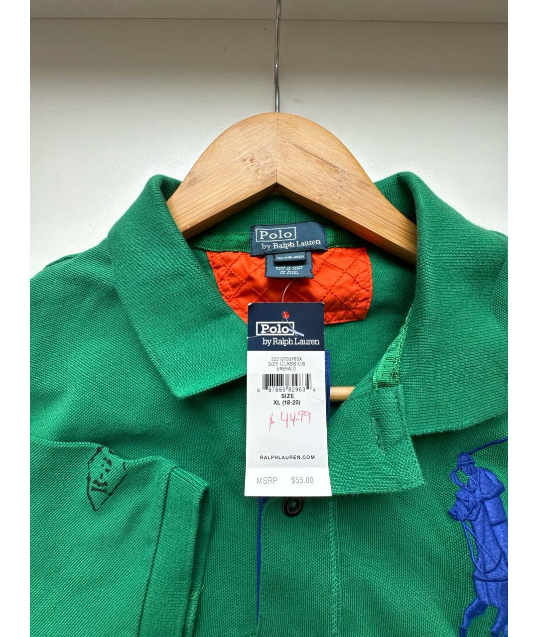 POLO RALPH LAUREN Зеленые хлопковое поло с коротким рукавом, фото 3