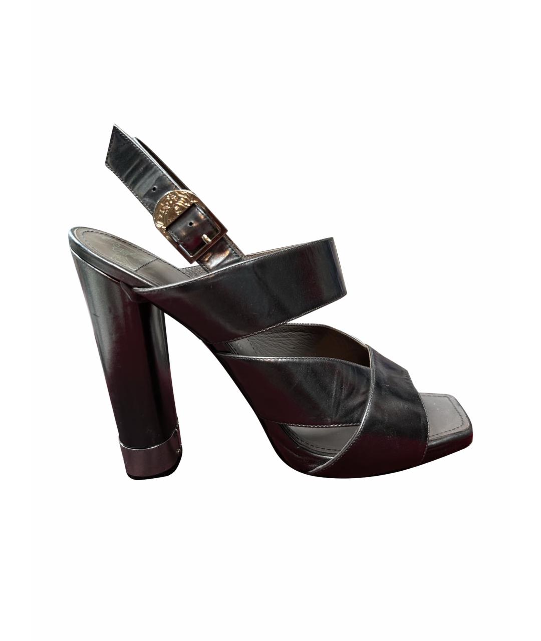 VERSACE COLLECTION Антрацитовые замшевые босоножки, фото 1