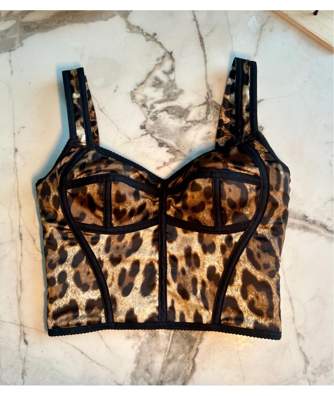 DOLCE&GABBANA Коричневый хлопко-эластановый корсет, фото 4