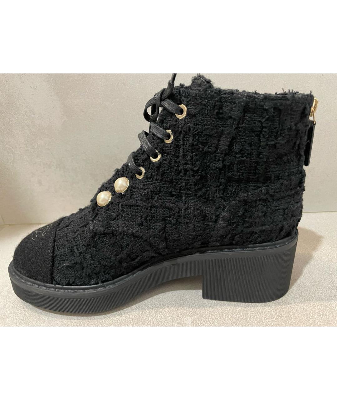 CHANEL Черные текстильные ботинки, фото 6