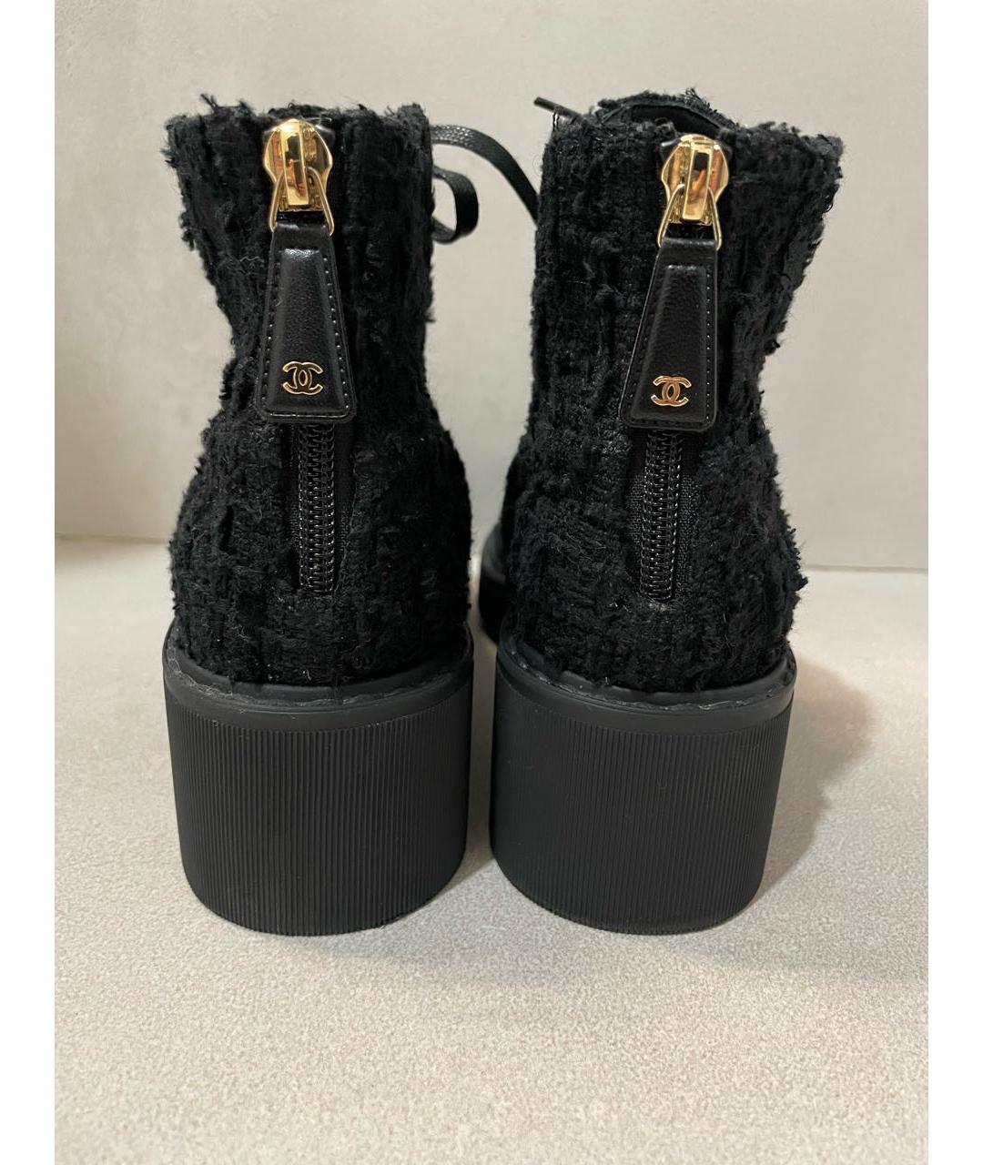 CHANEL Черные текстильные ботинки, фото 3