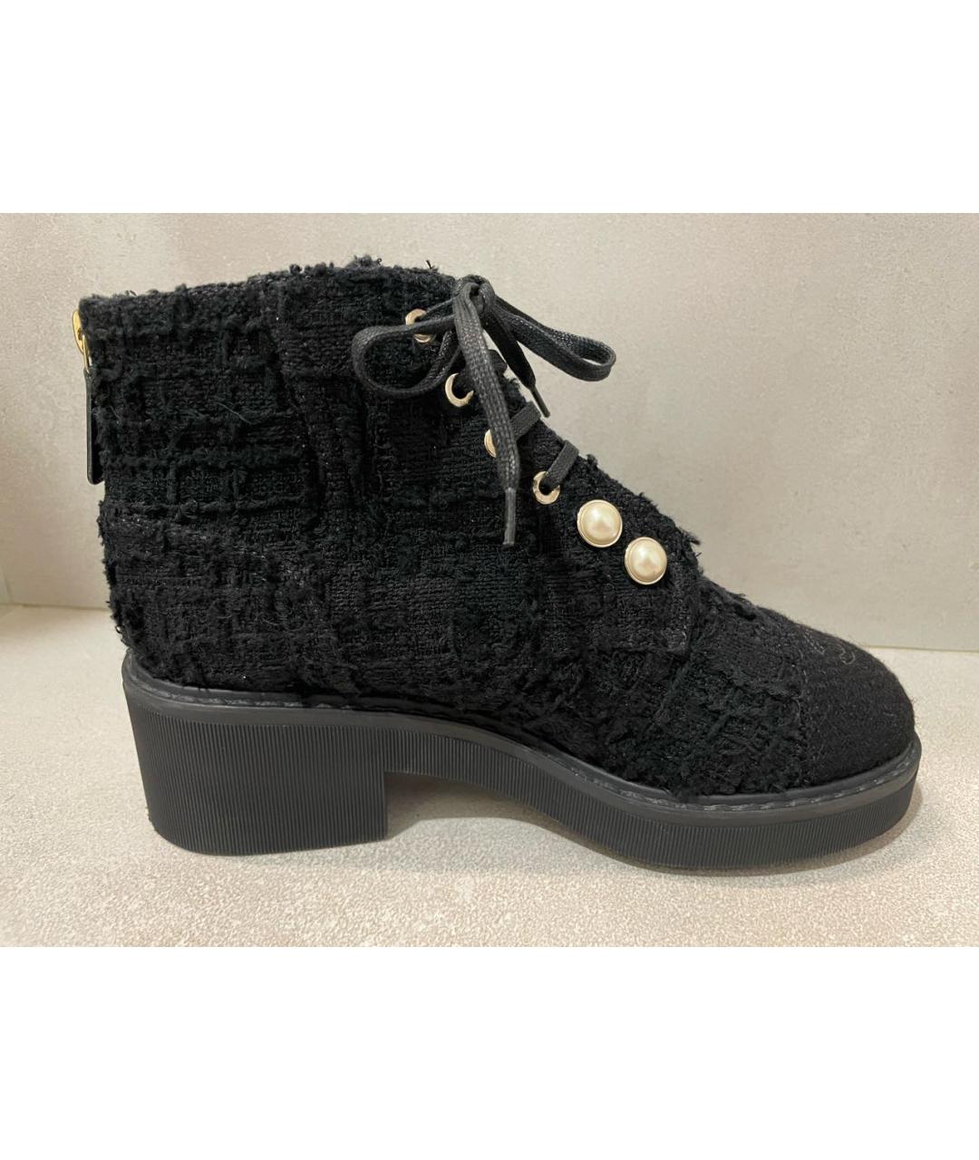 CHANEL Черные текстильные ботинки, фото 7