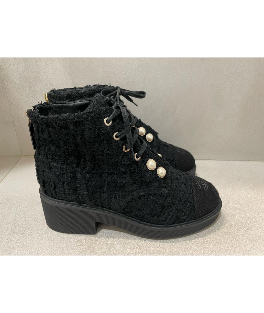 CHANEL Черные текстильные ботинки, фото 2