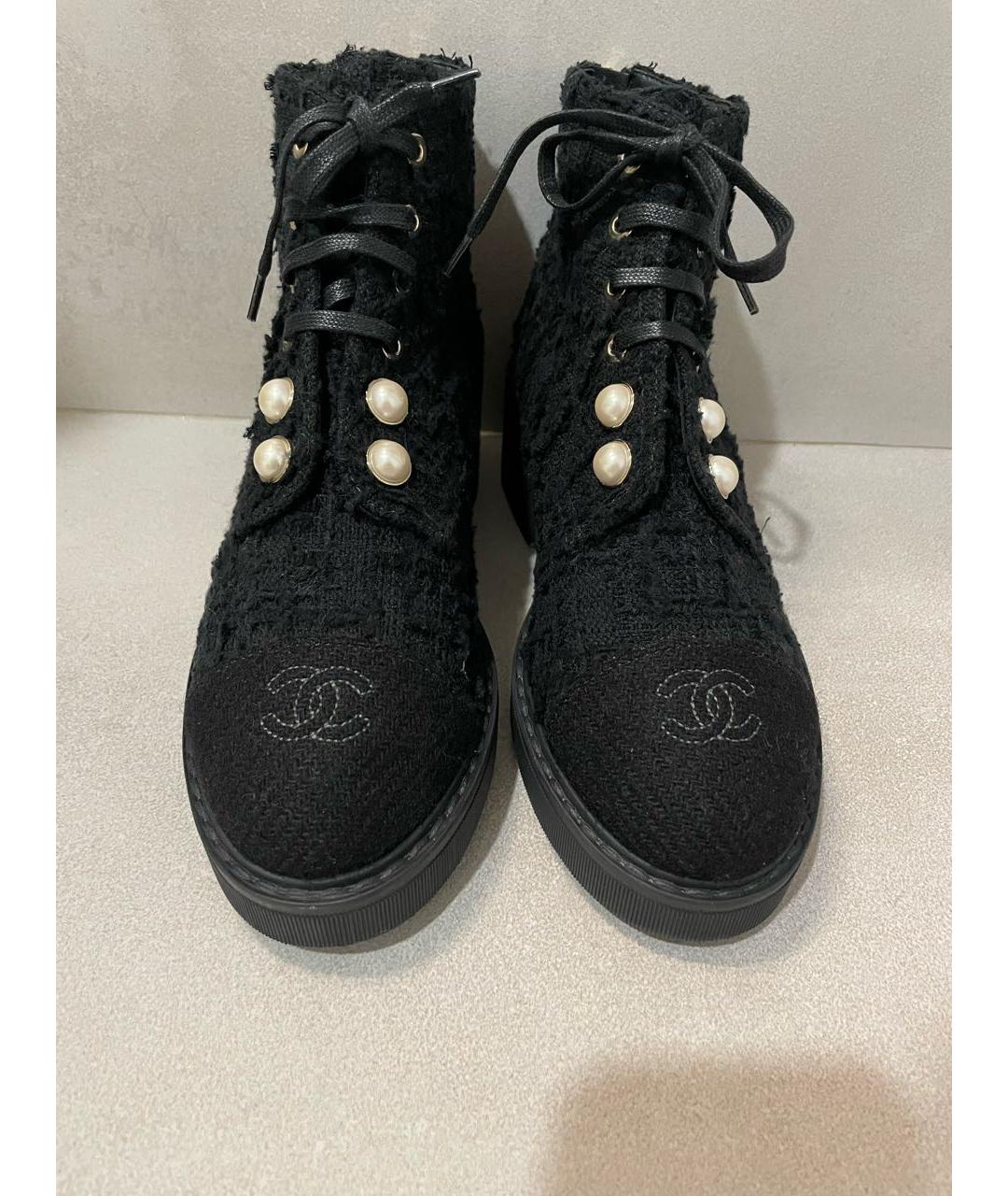 CHANEL Черные текстильные ботинки, фото 5