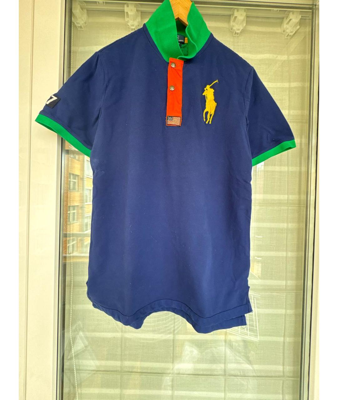 POLO RALPH LAUREN Синее хлопковое поло с коротким рукавом, фото 9