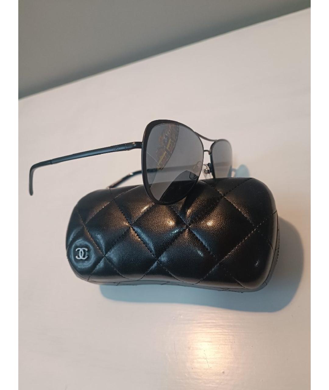CHANEL Черные металлические солнцезащитные очки, фото 3