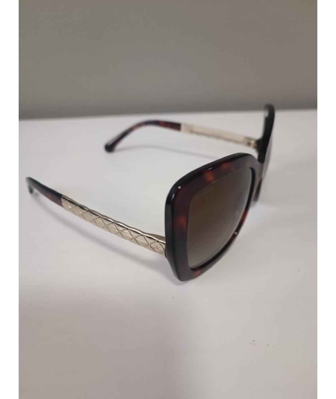 CHANEL Коричневые металлические солнцезащитные очки, фото 2
