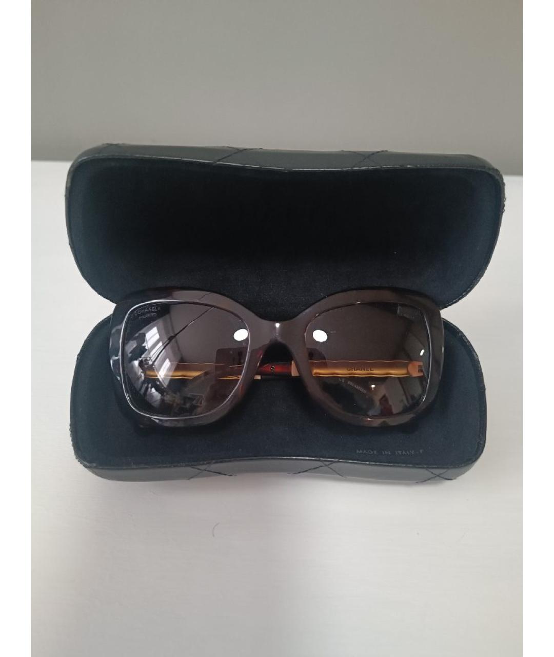 CHANEL Коричневые металлические солнцезащитные очки, фото 5