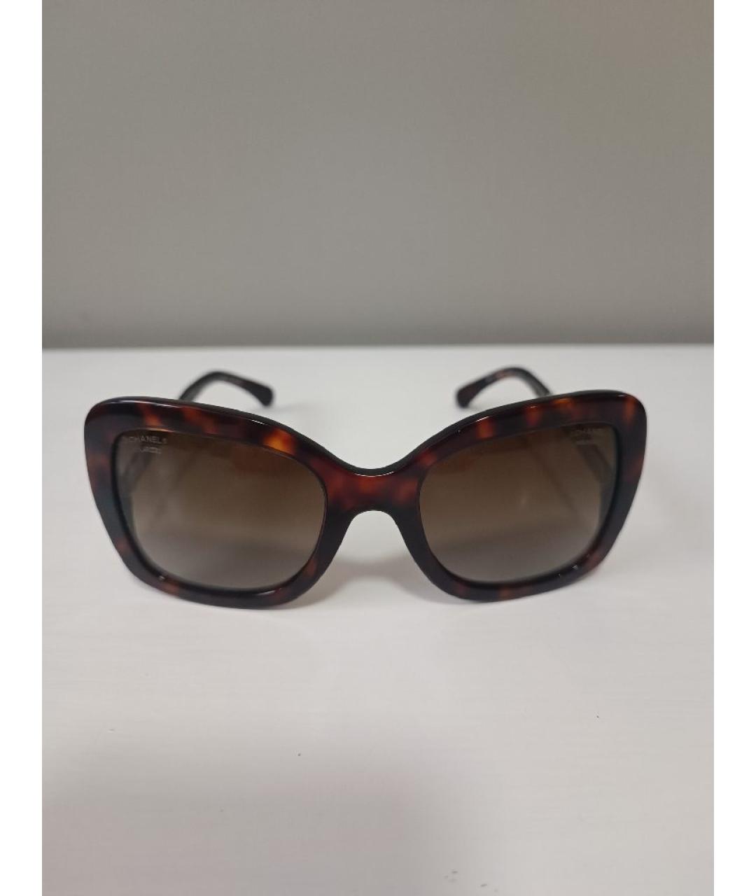 CHANEL Коричневые металлические солнцезащитные очки, фото 7