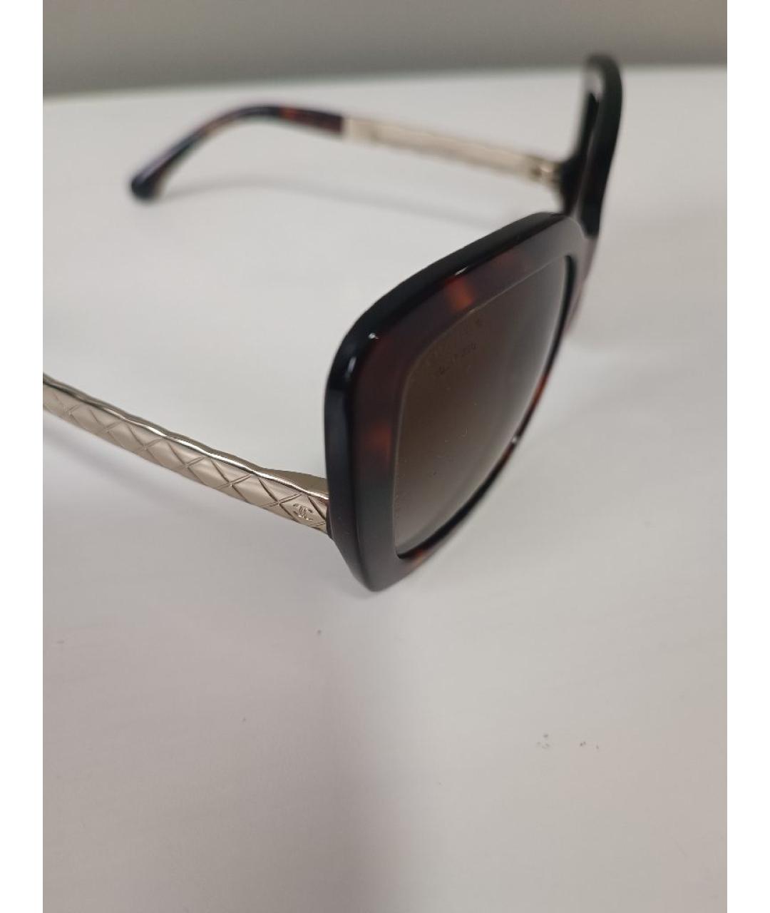 CHANEL Коричневые металлические солнцезащитные очки, фото 3