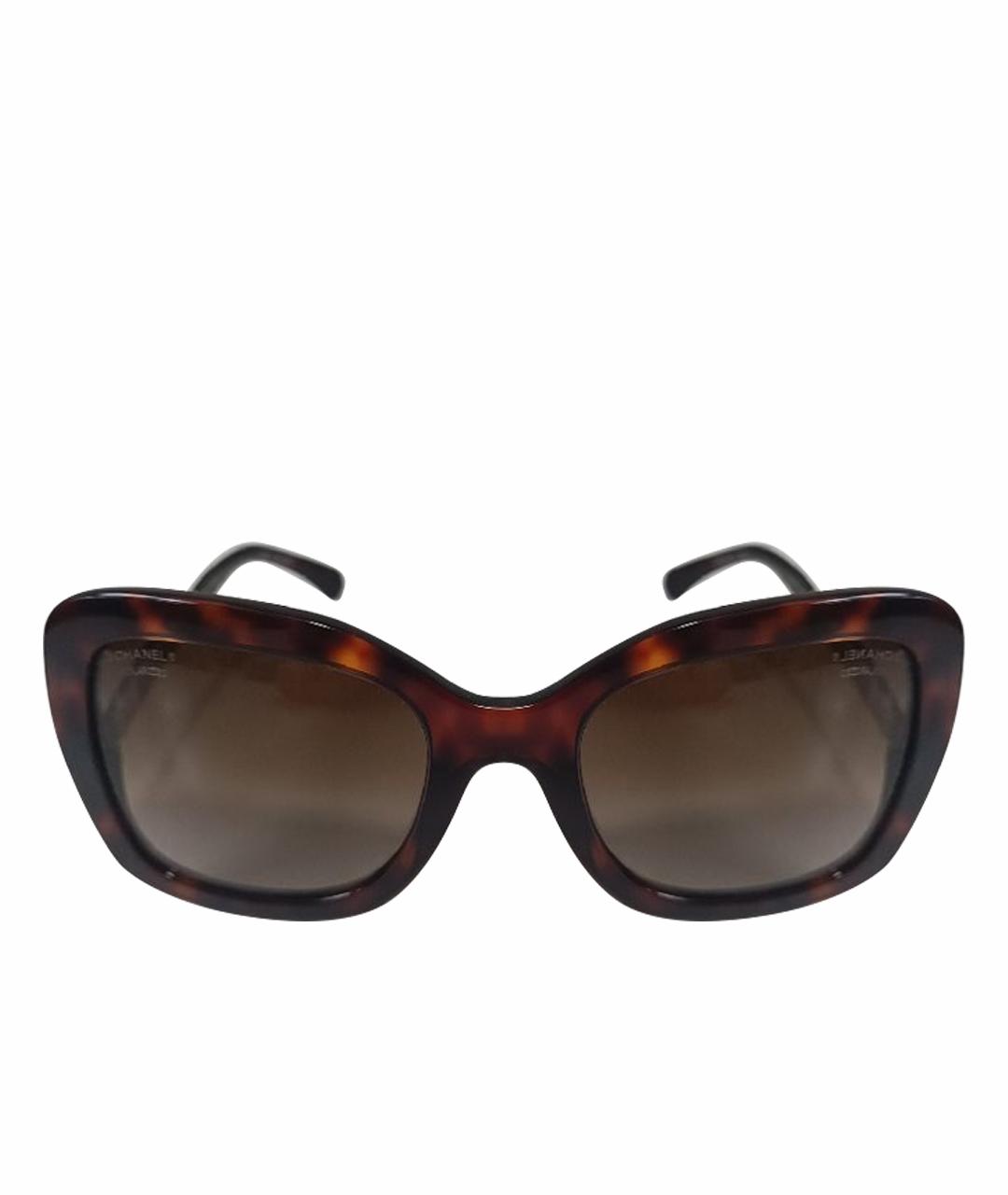 CHANEL Коричневые металлические солнцезащитные очки, фото 1