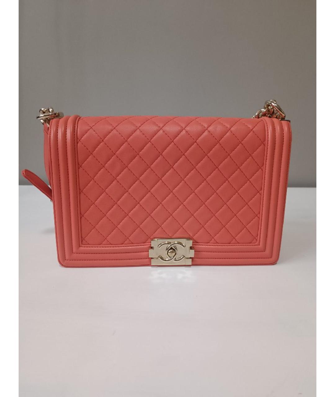 CHANEL Коралловая кожаная сумка через плечо, фото 7