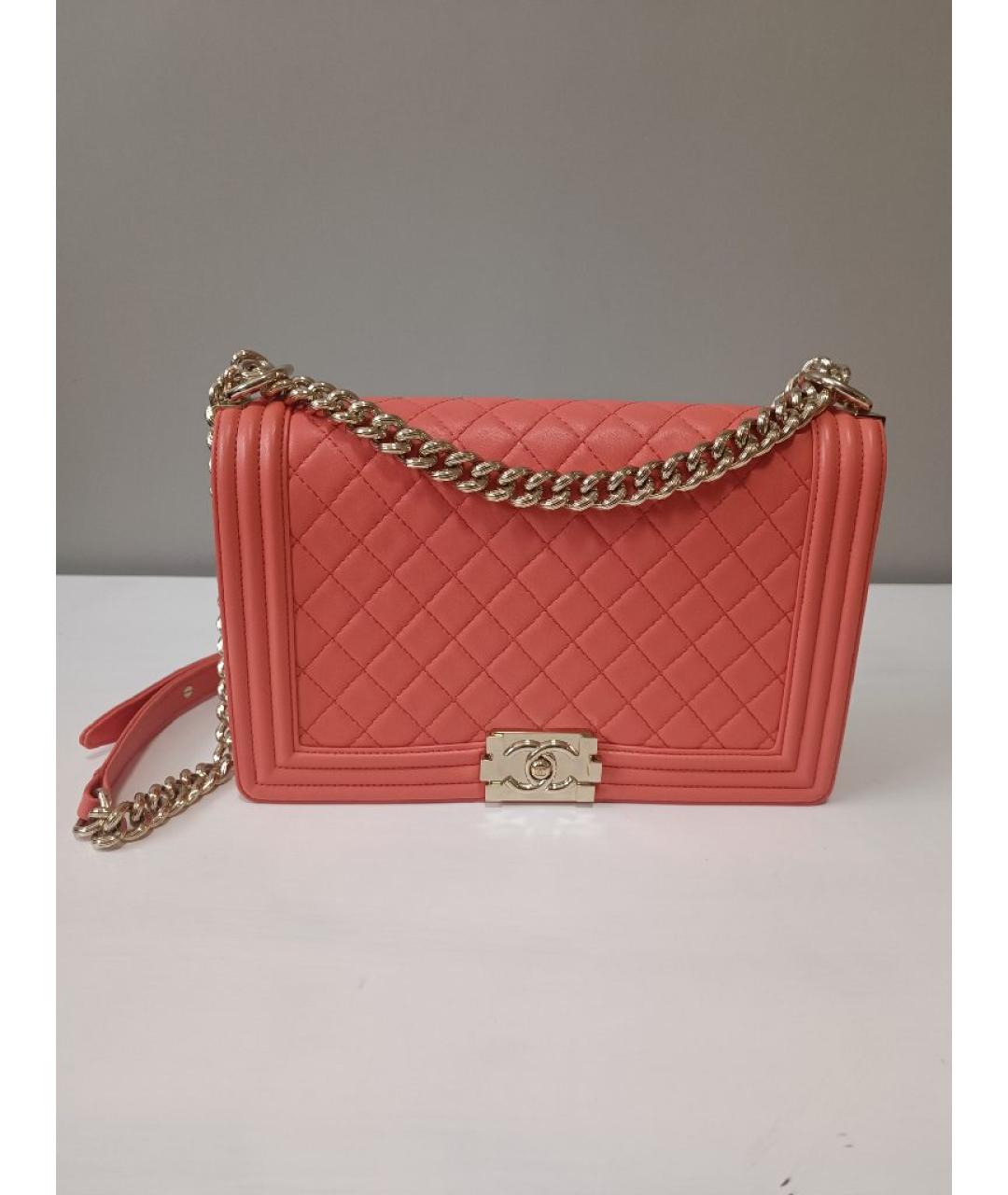 CHANEL Коралловая кожаная сумка через плечо, фото 5