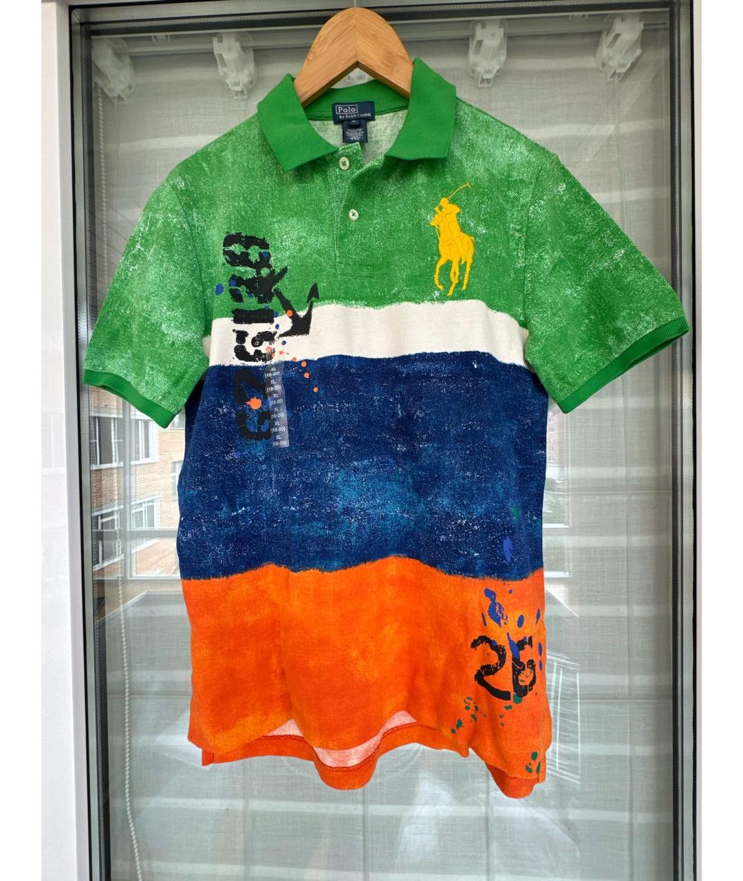 POLO RALPH LAUREN Мульти хлопковое поло с коротким рукавом, фото 7
