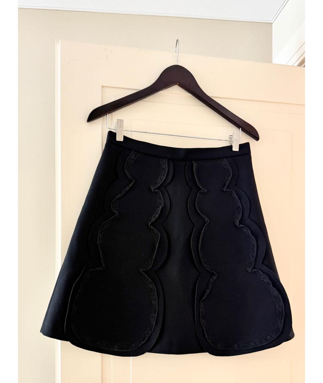 RED VALENTINO Черная шерстяная юбка мини, фото 5