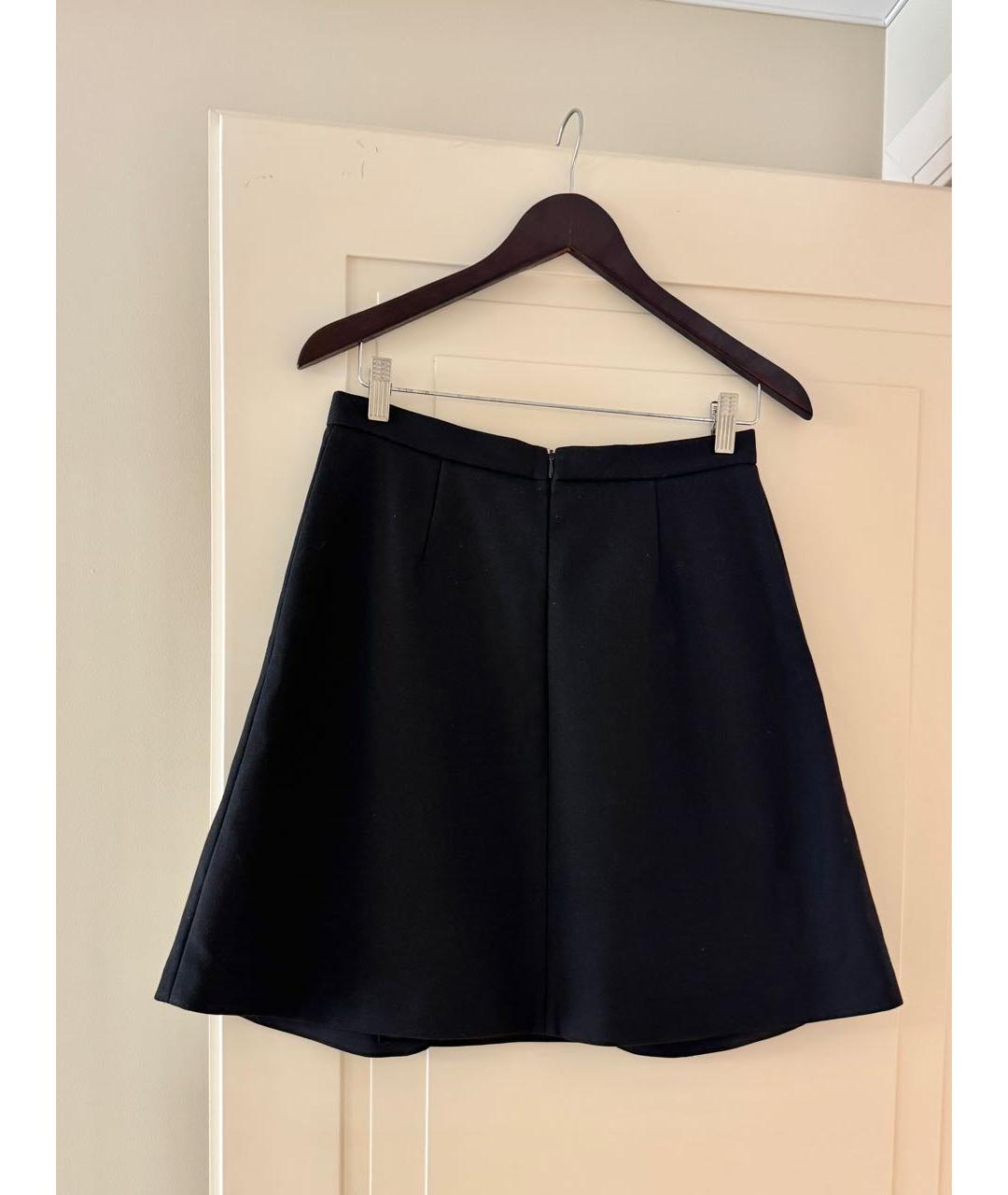 RED VALENTINO Черная шерстяная юбка мини, фото 2