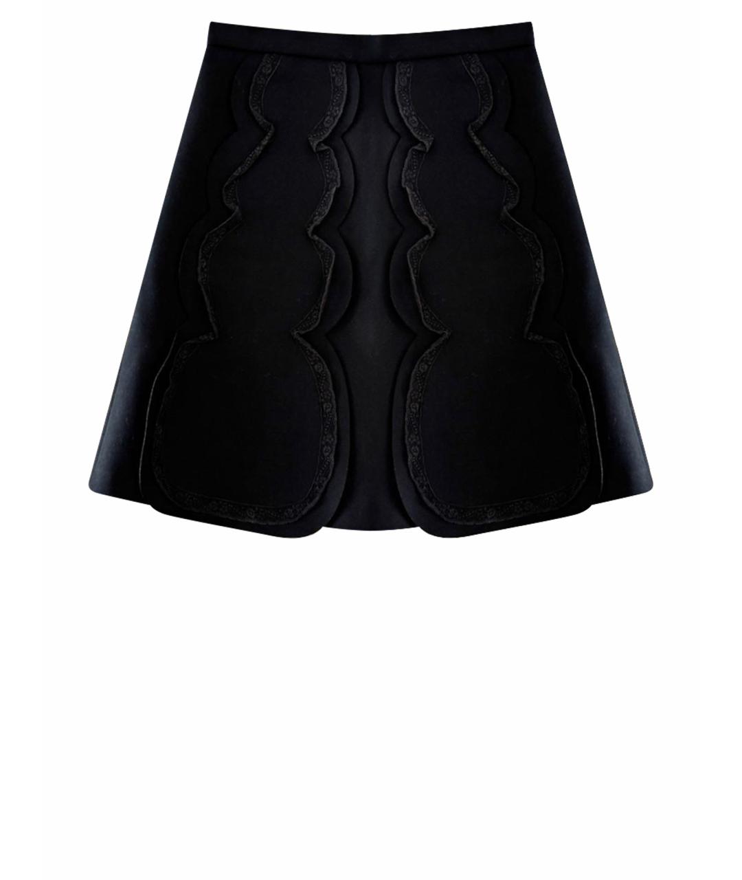 RED VALENTINO Черная шерстяная юбка мини, фото 1