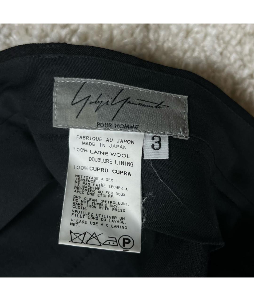 YOHJI YAMAMOTO Черные шерстяные классические брюки, фото 7