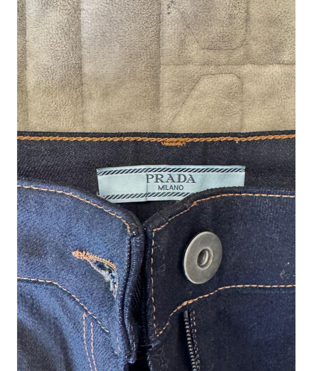 PRADA Темно-синие хлопковые джинсы слим, фото 4
