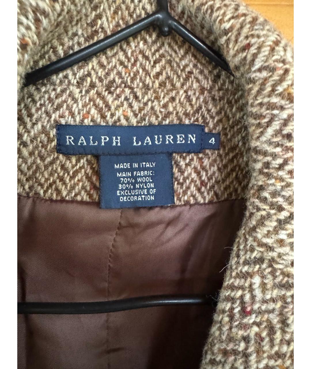 POLO RALPH LAUREN Коричневый шерстяной жакет/пиджак, фото 3
