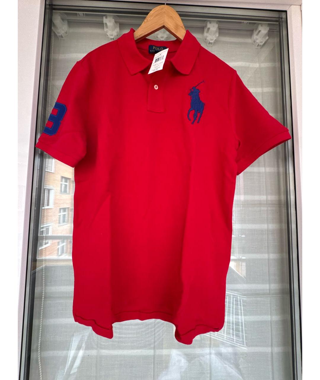 POLO RALPH LAUREN Красное хлопковое поло с коротким рукавом, фото 9