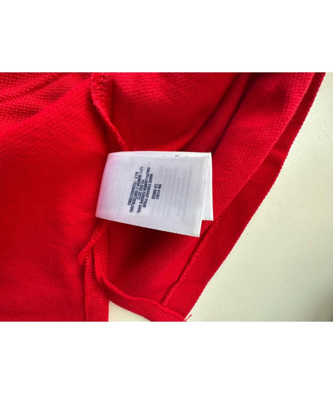 POLO RALPH LAUREN Красное хлопковое поло с коротким рукавом, фото 7
