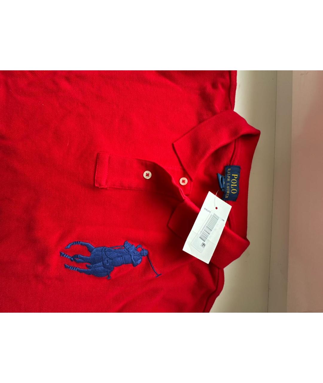 POLO RALPH LAUREN Красное хлопковое поло с коротким рукавом, фото 8