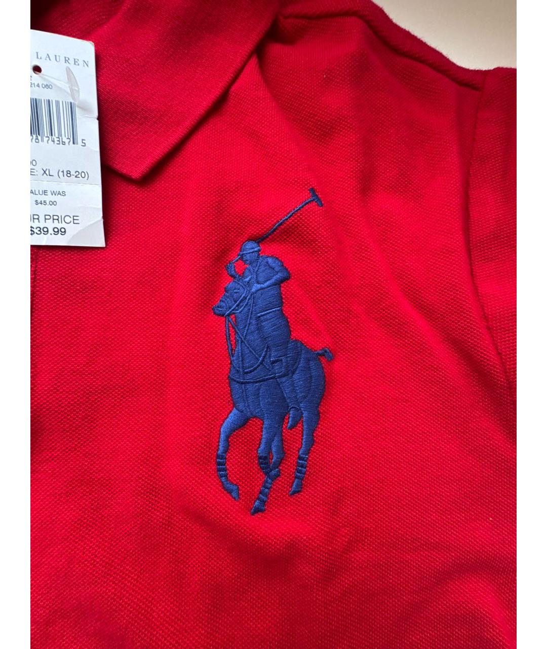 POLO RALPH LAUREN Красное хлопковое поло с коротким рукавом, фото 5