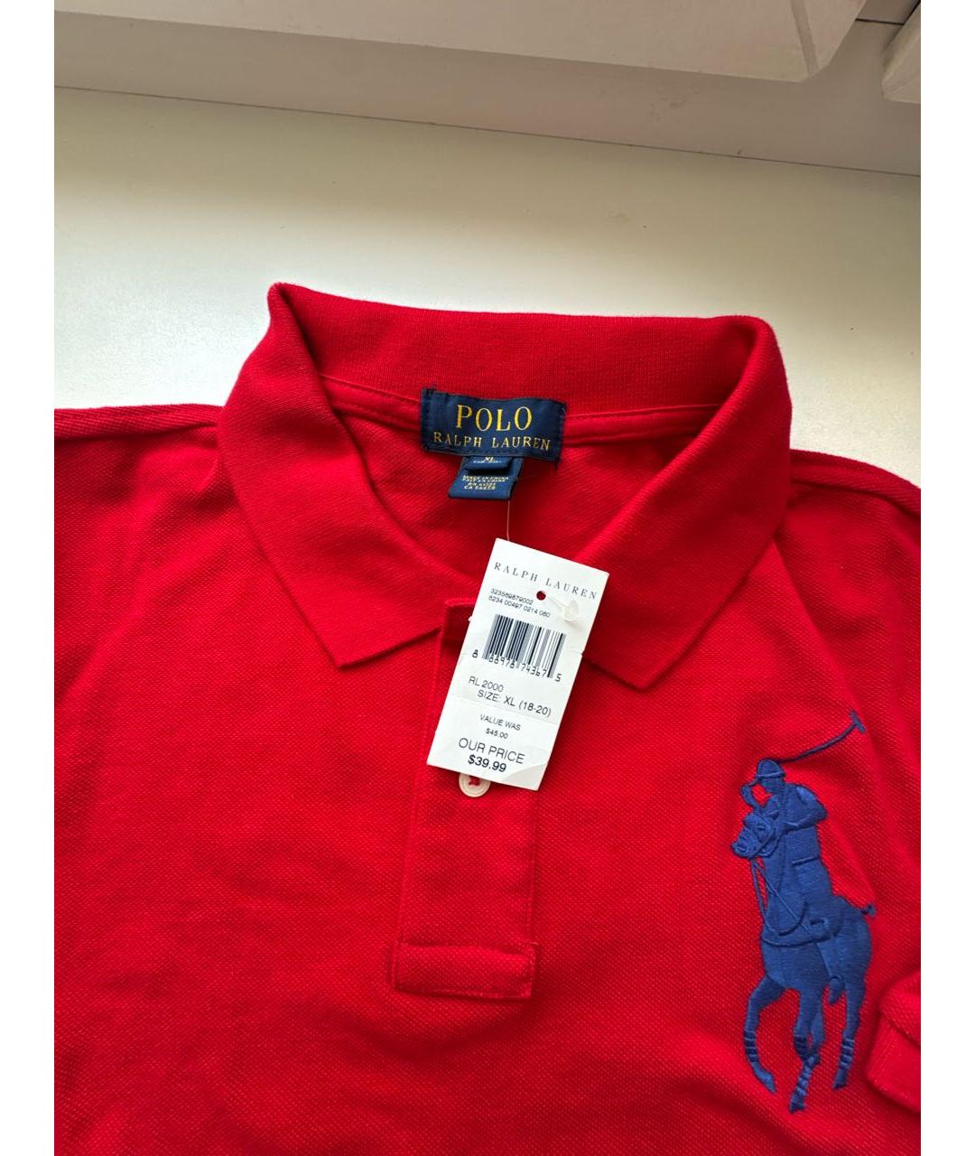 POLO RALPH LAUREN Красное хлопковое поло с коротким рукавом, фото 3