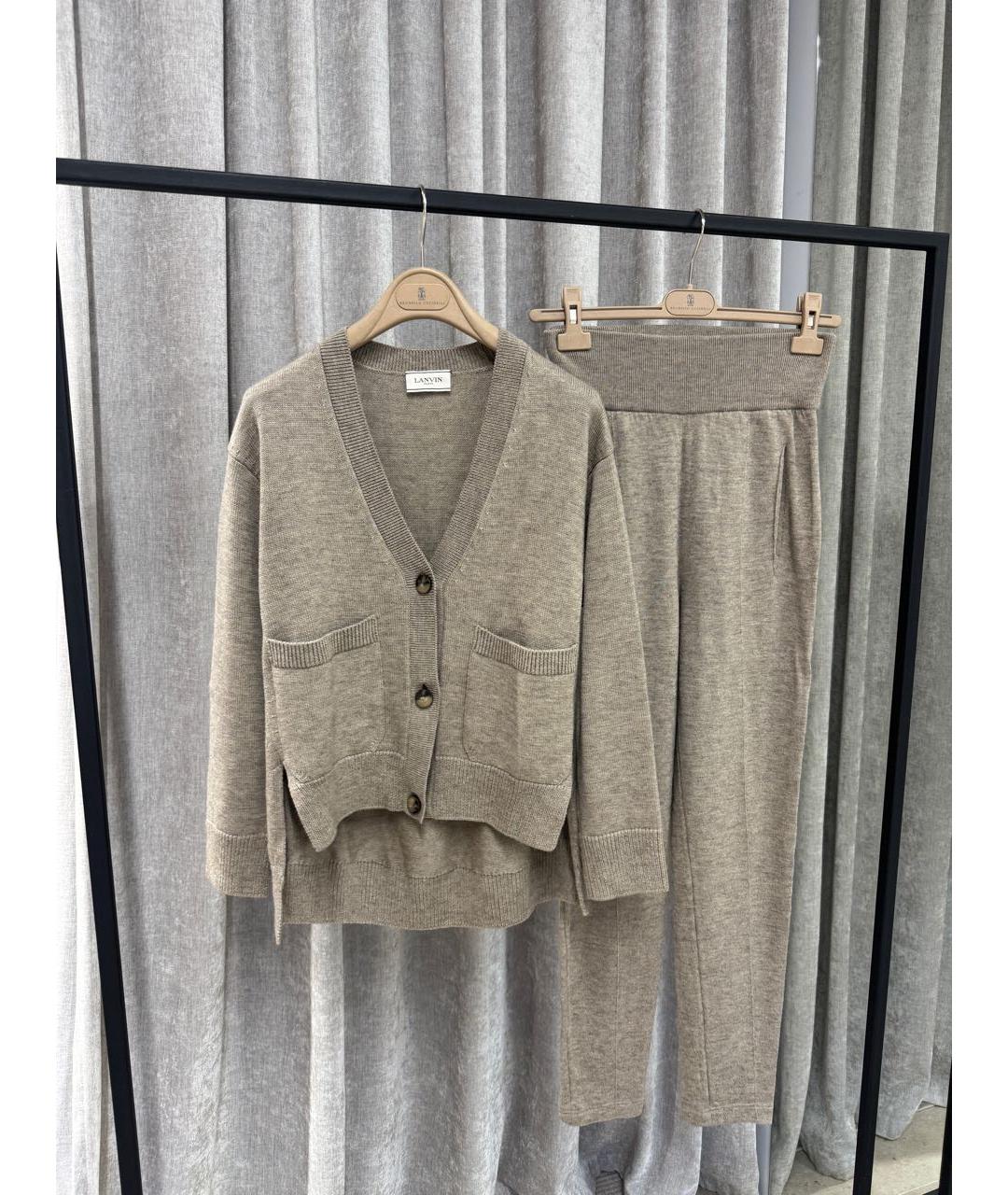 LANVIN Бежевый шерстяной костюм с брюками, фото 5