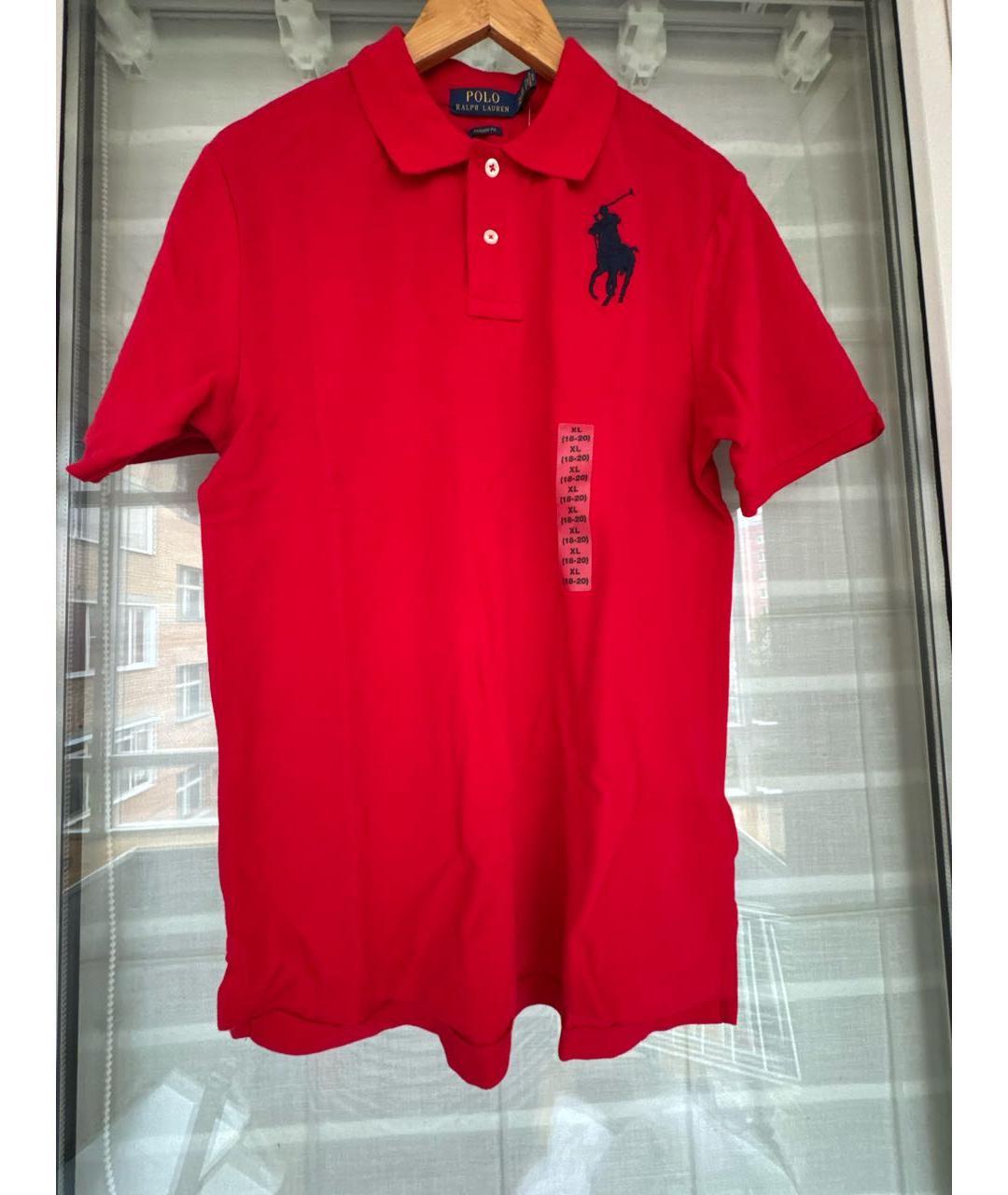 POLO RALPH LAUREN Красное хлопковое поло с коротким рукавом, фото 8
