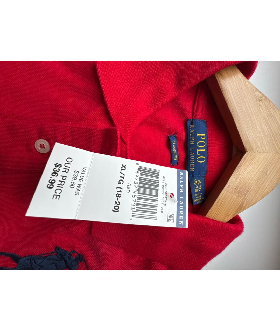 POLO RALPH LAUREN Красное хлопковое поло с коротким рукавом, фото 2