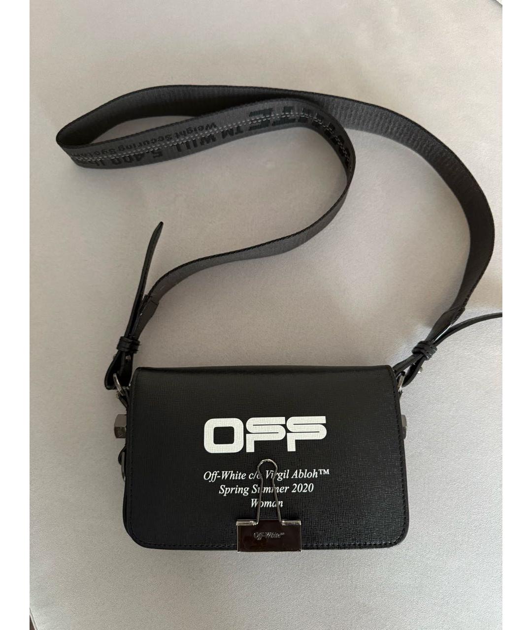 OFF-WHITE Черная кожаная сумка через плечо, фото 9