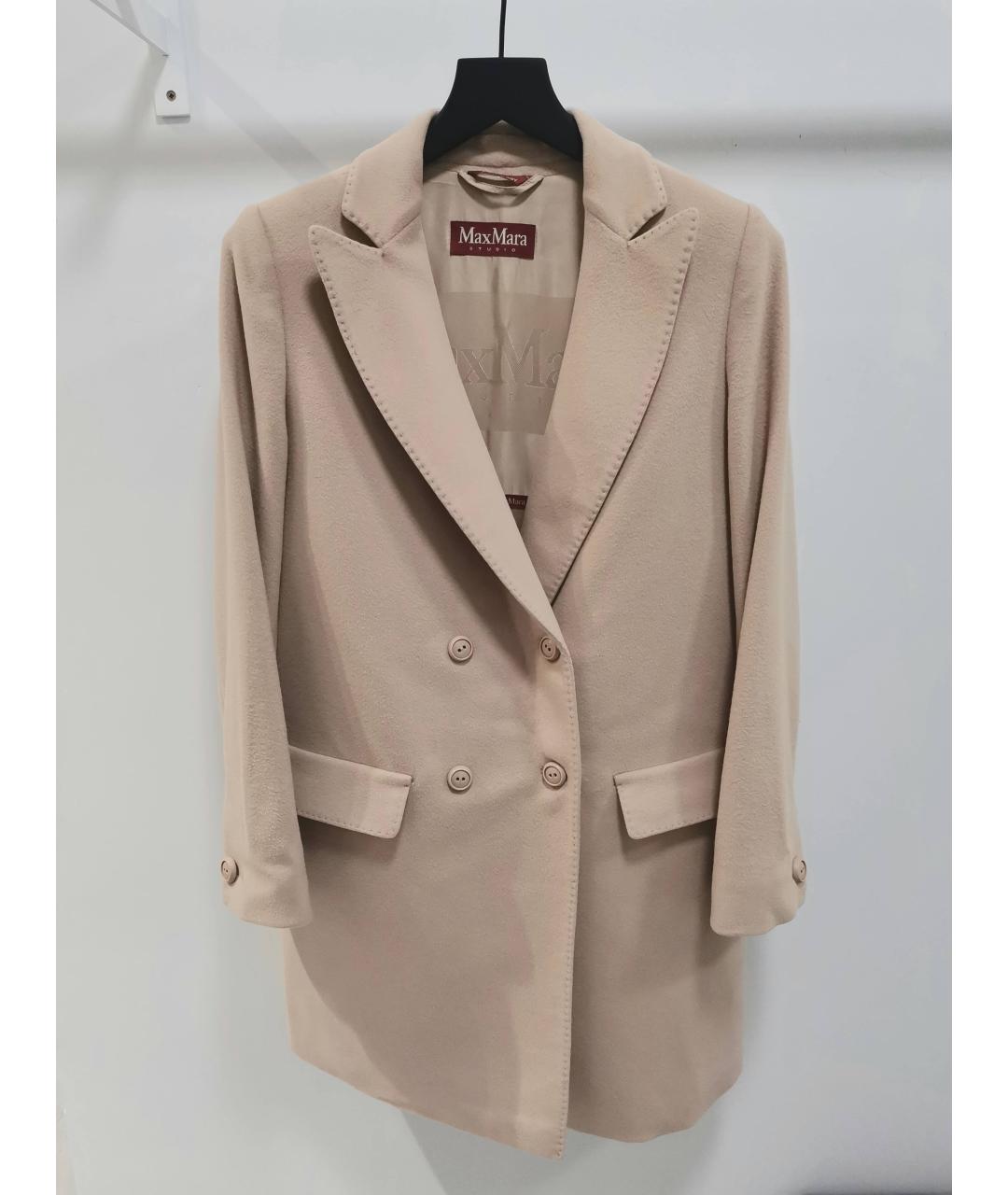 MAX MARA STUDIO Бежевое шерстяное пальто, фото 8