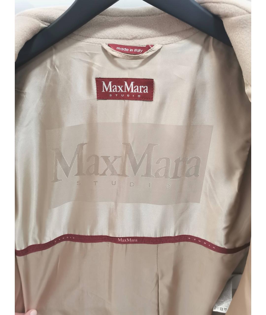 MAX MARA STUDIO Бежевое шерстяное пальто, фото 4