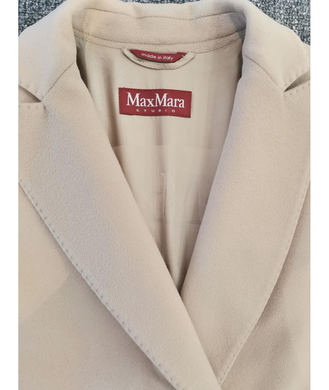 MAX MARA STUDIO Бежевое шерстяное пальто, фото 3