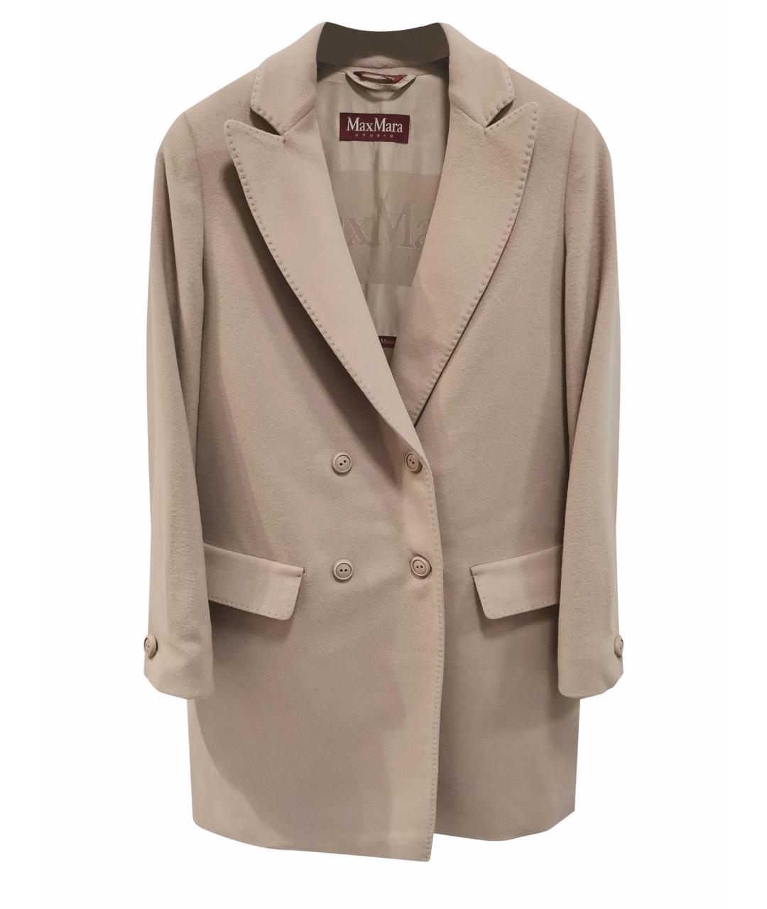 MAX MARA STUDIO Бежевое шерстяное пальто, фото 1