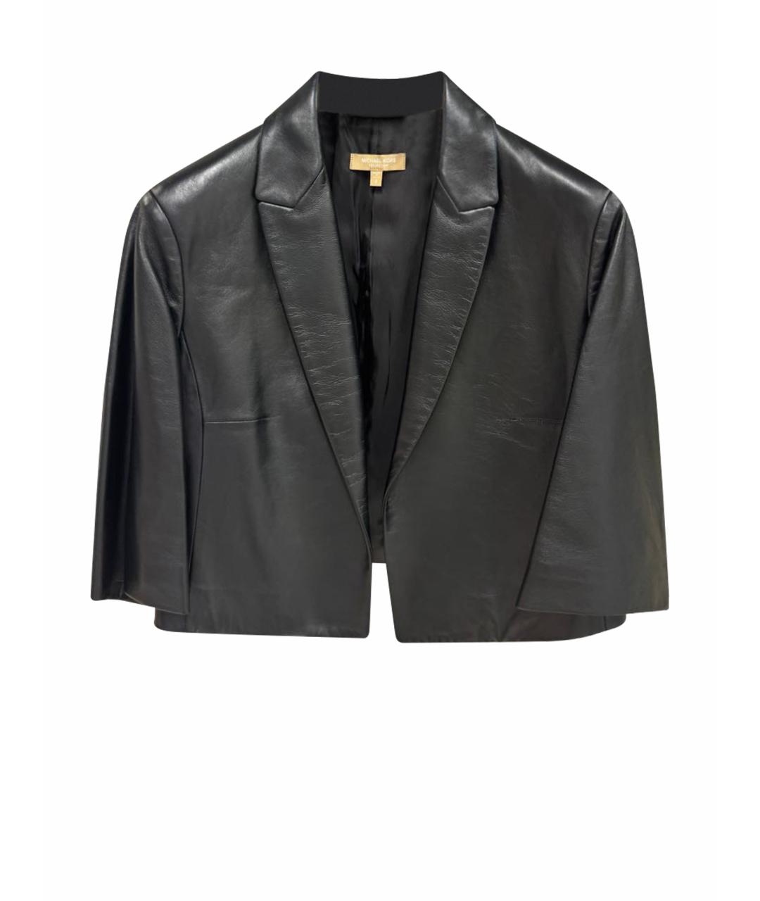MICHAEL KORS Черный кожаный жакет/пиджак, фото 1