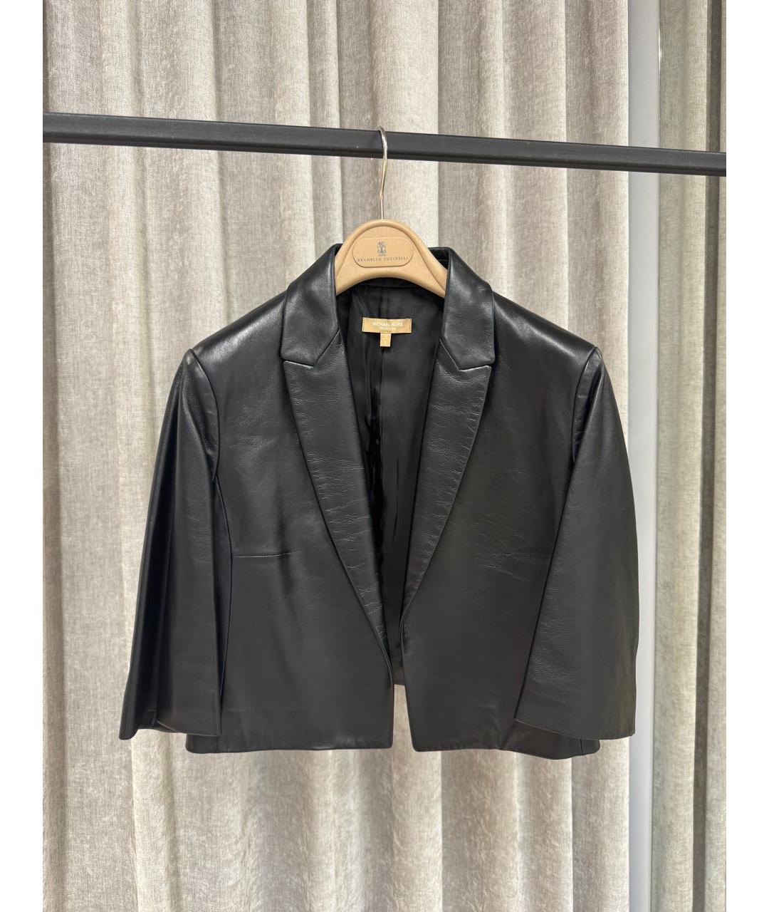 MICHAEL KORS Черный кожаный жакет/пиджак, фото 5