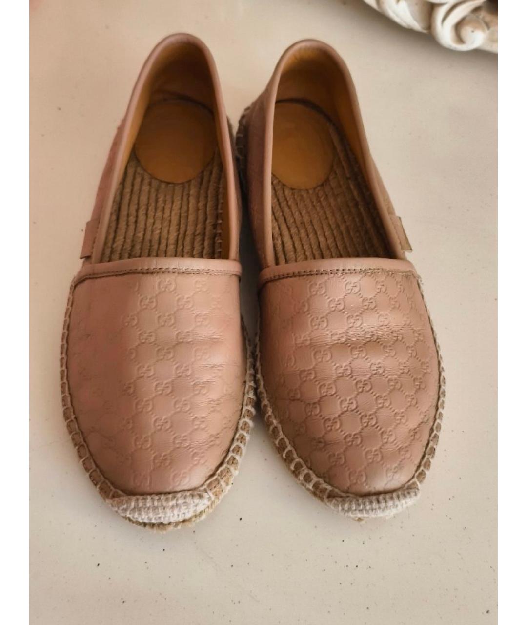 GUCCI Бежевые кожаные эспадрильи, фото 2
