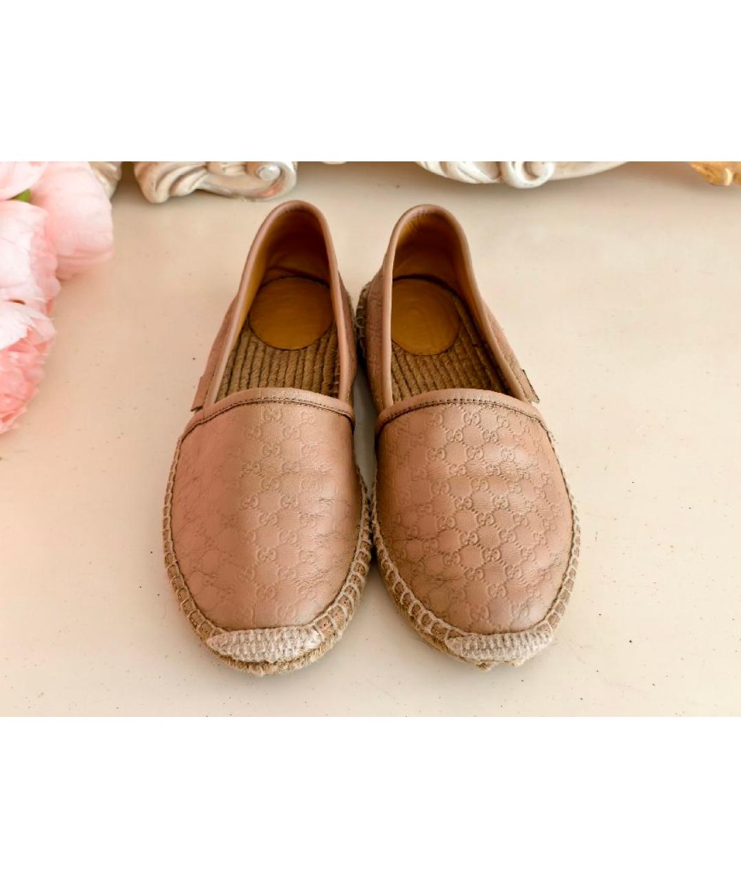 GUCCI Бежевые кожаные эспадрильи, фото 8