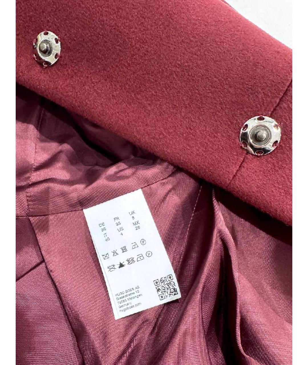 HUGO Бордовое шерстяное пальто, фото 8