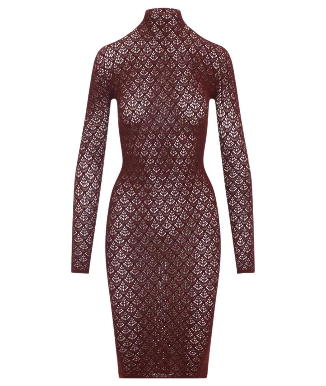 WOLFORD Бордовое полиамидовое вечернее платье, фото 7
