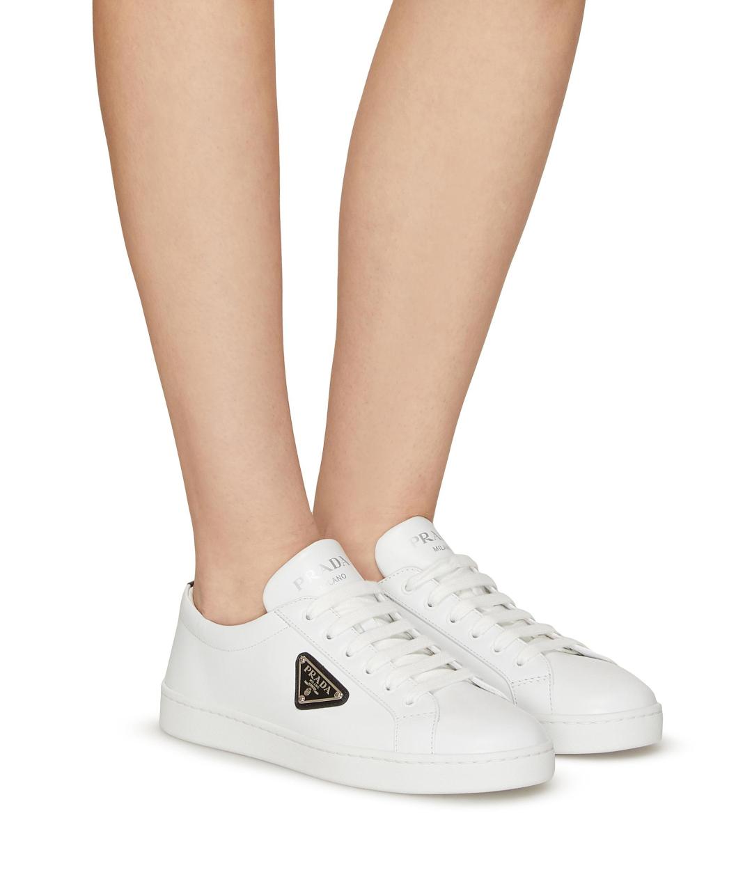 PRADA Белые кожаные кеды, фото 8