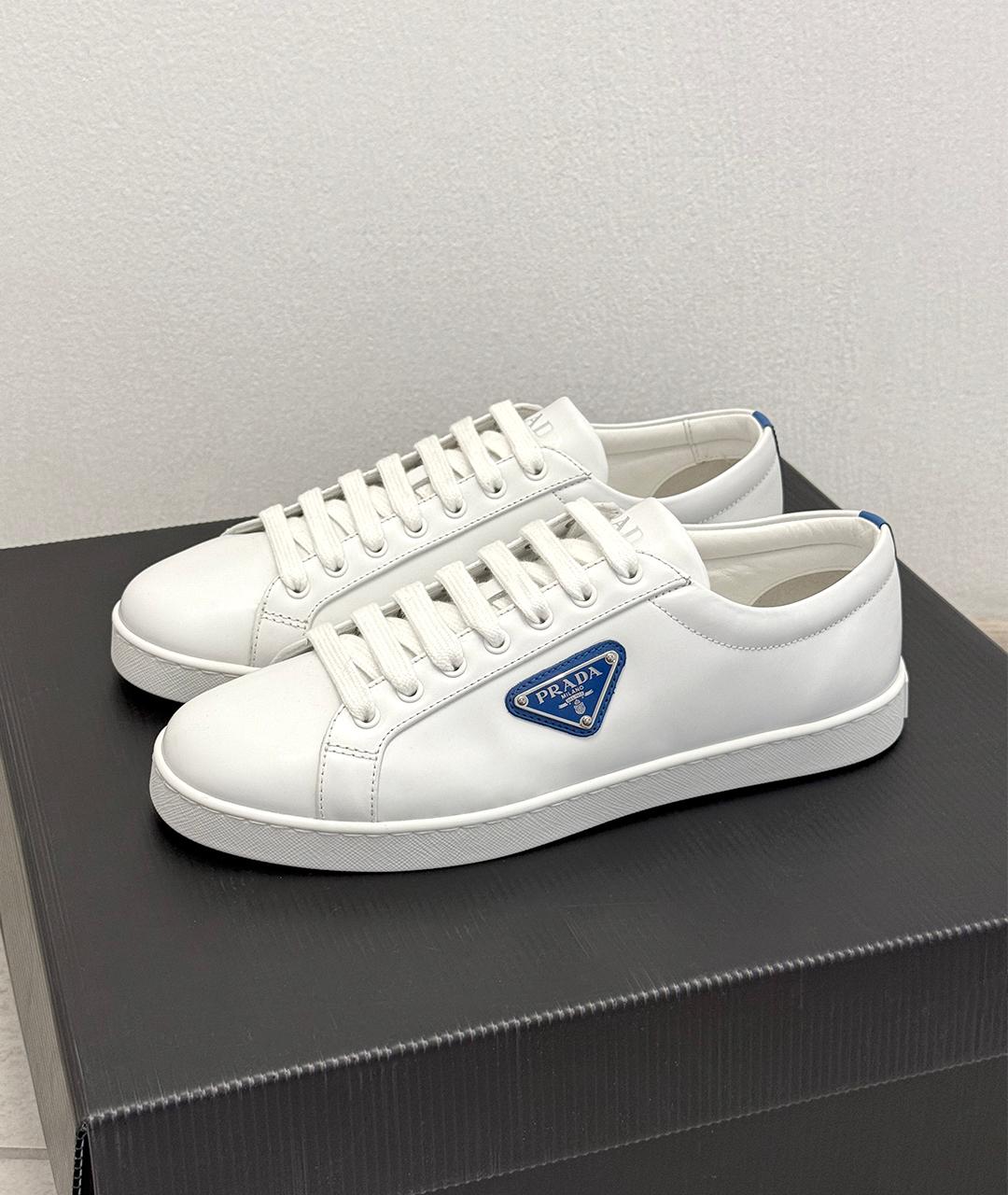 PRADA Белые кожаные кеды, фото 5