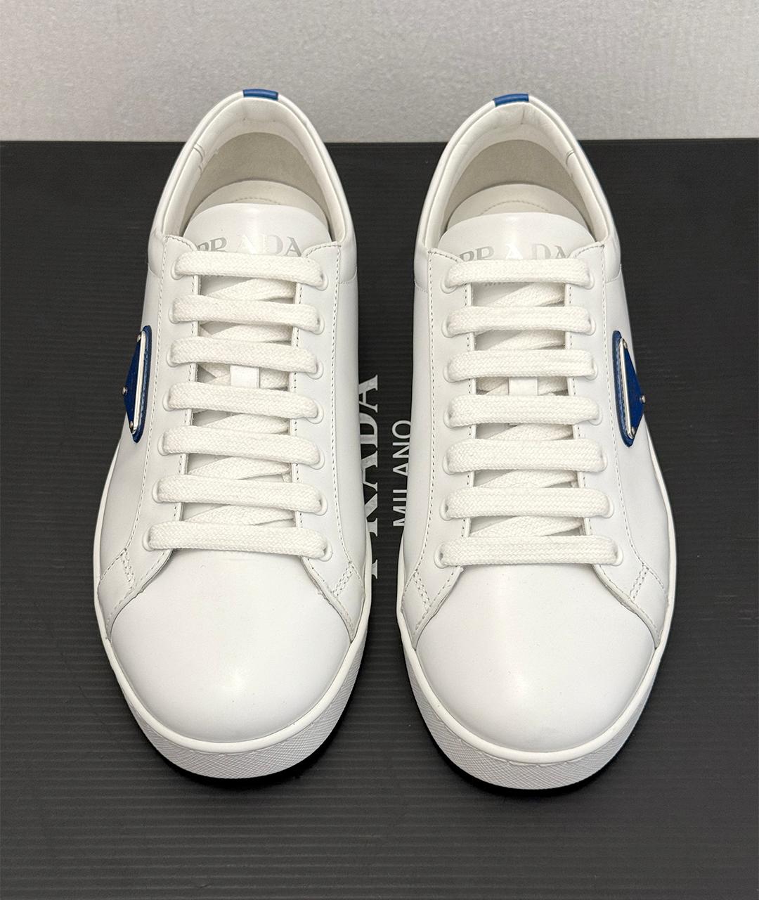 PRADA Белые кожаные кеды, фото 4