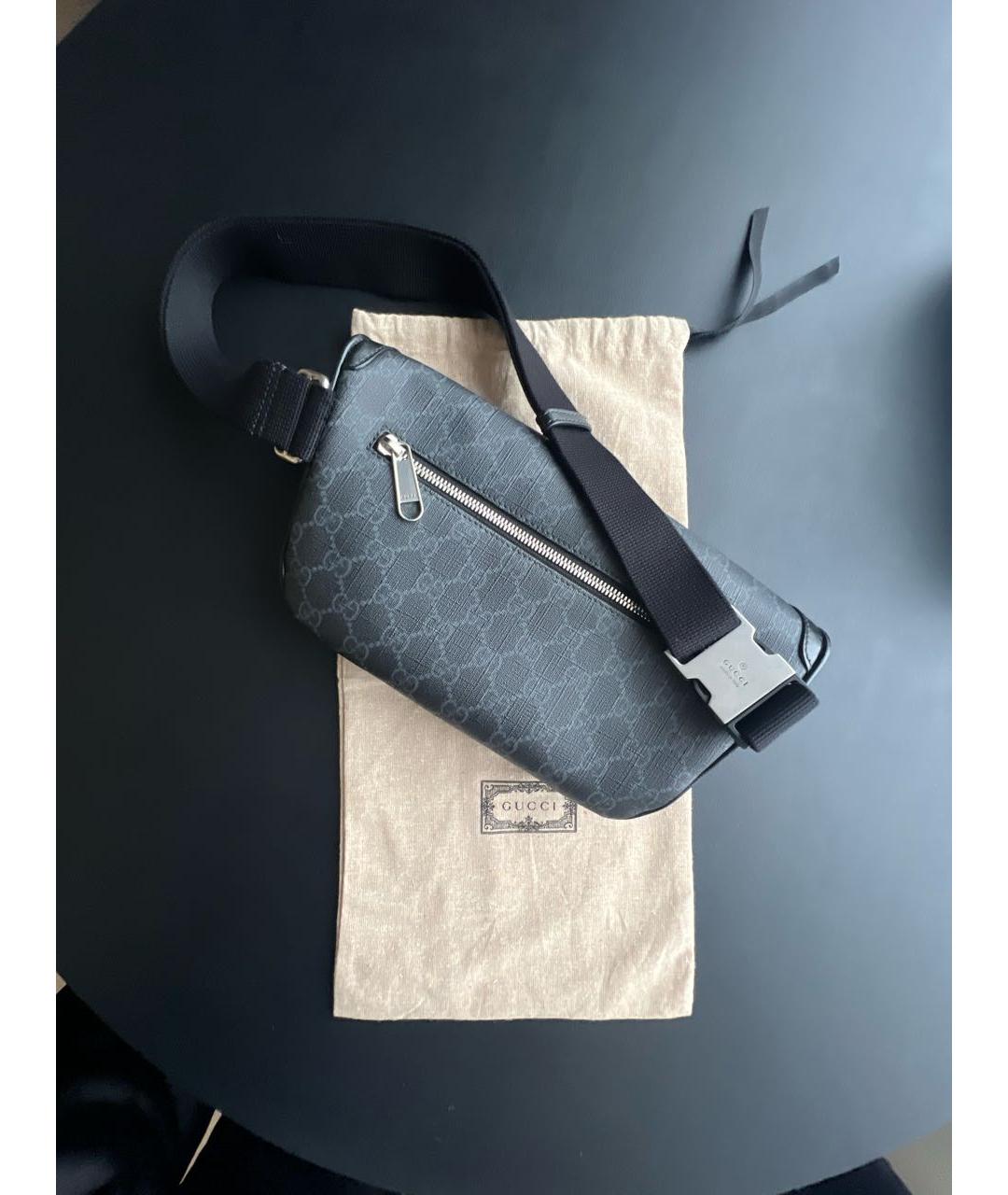 GUCCI Черная кожаная поясная сумка, фото 2