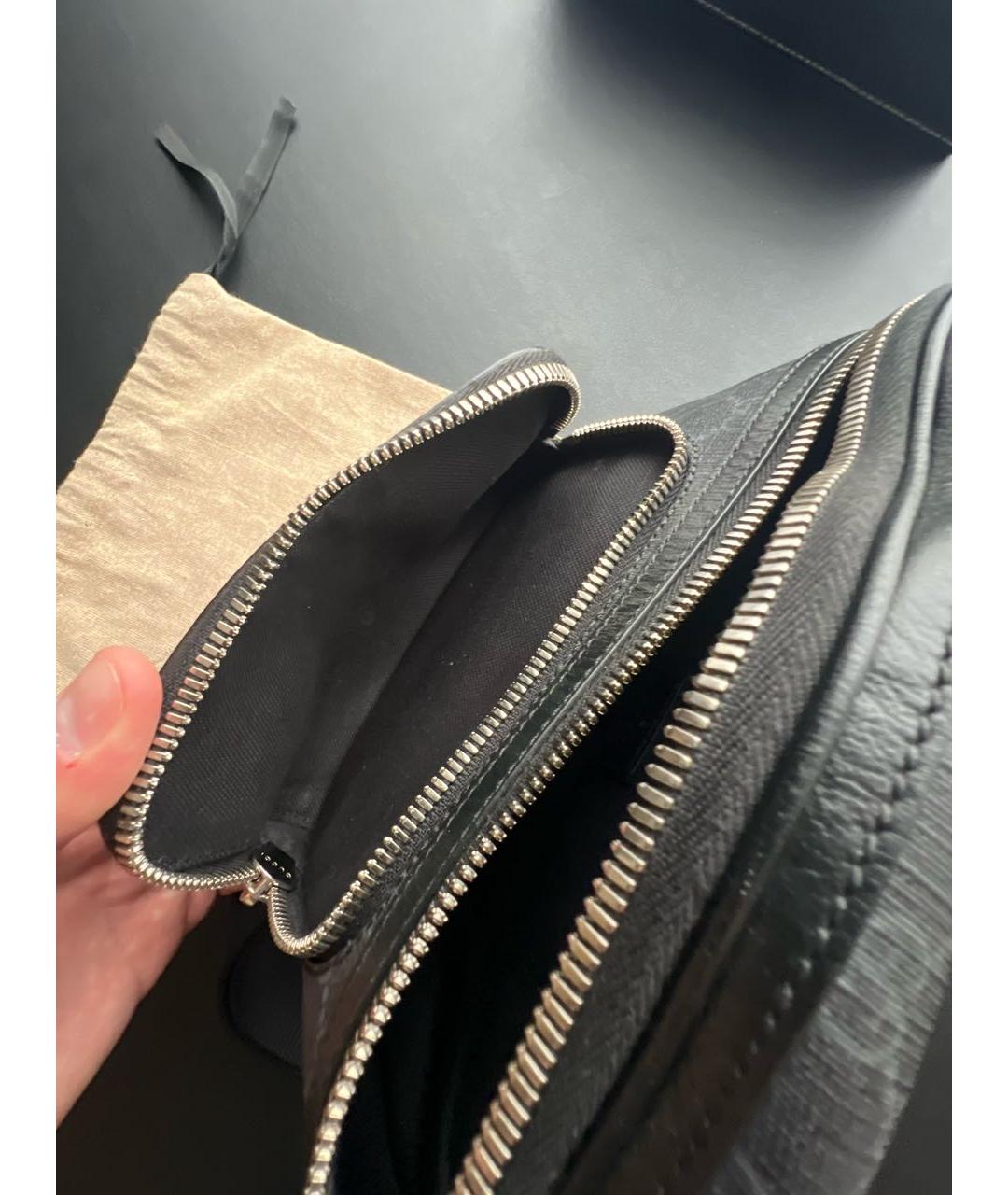 GUCCI Черная кожаная поясная сумка, фото 6