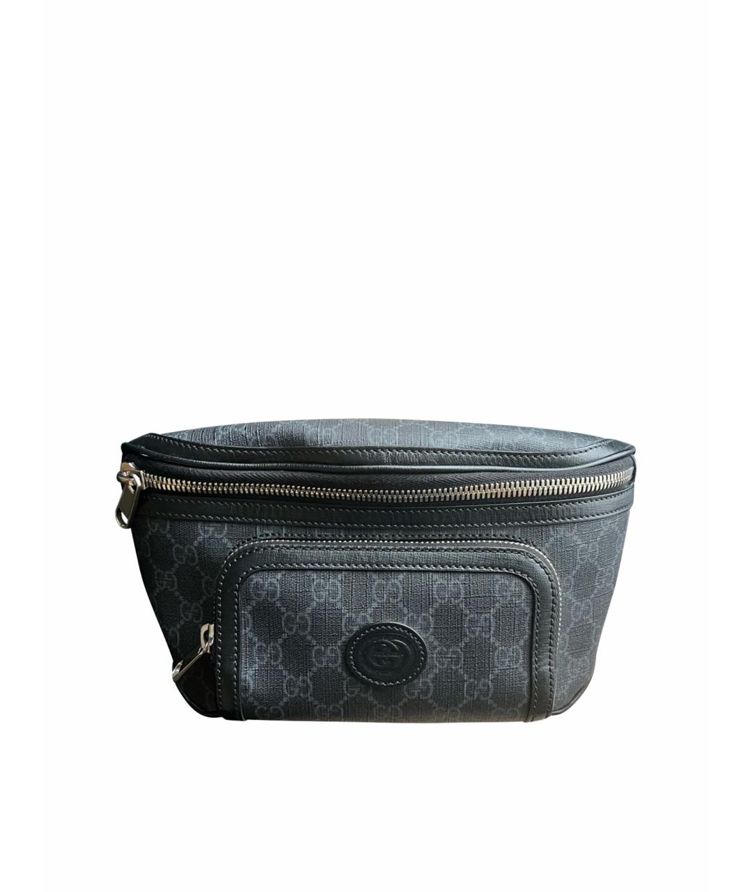 GUCCI Черная кожаная поясная сумка, фото 1