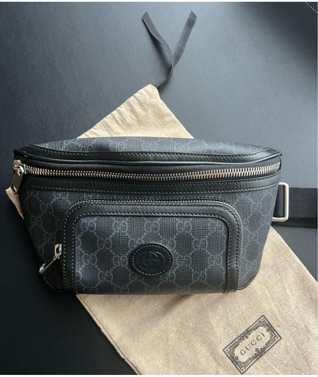 GUCCI Черная кожаная поясная сумка, фото 9
